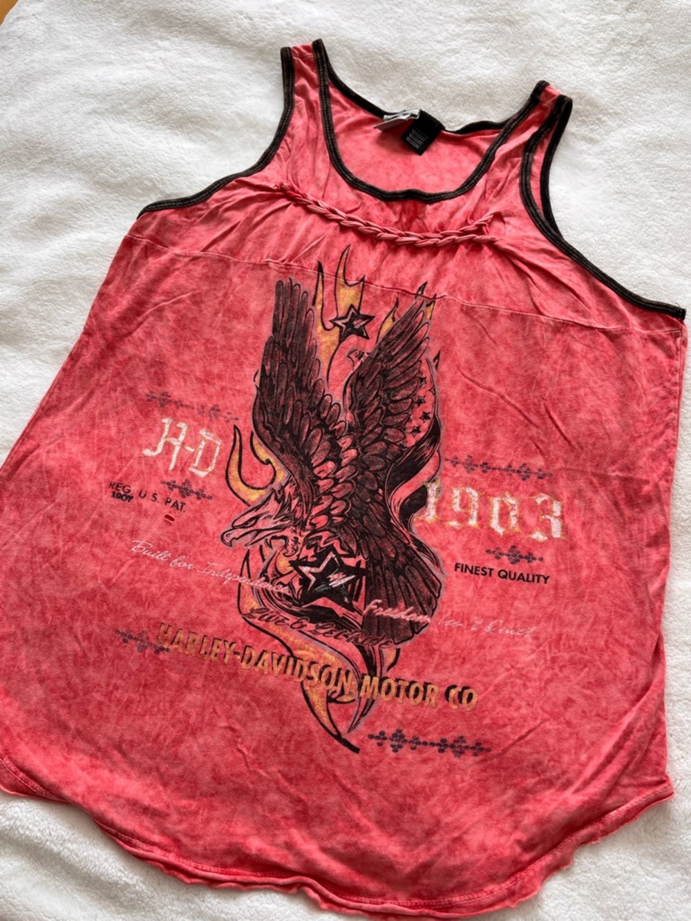 Harley-Davidson Coral Red Tee with Black Trim